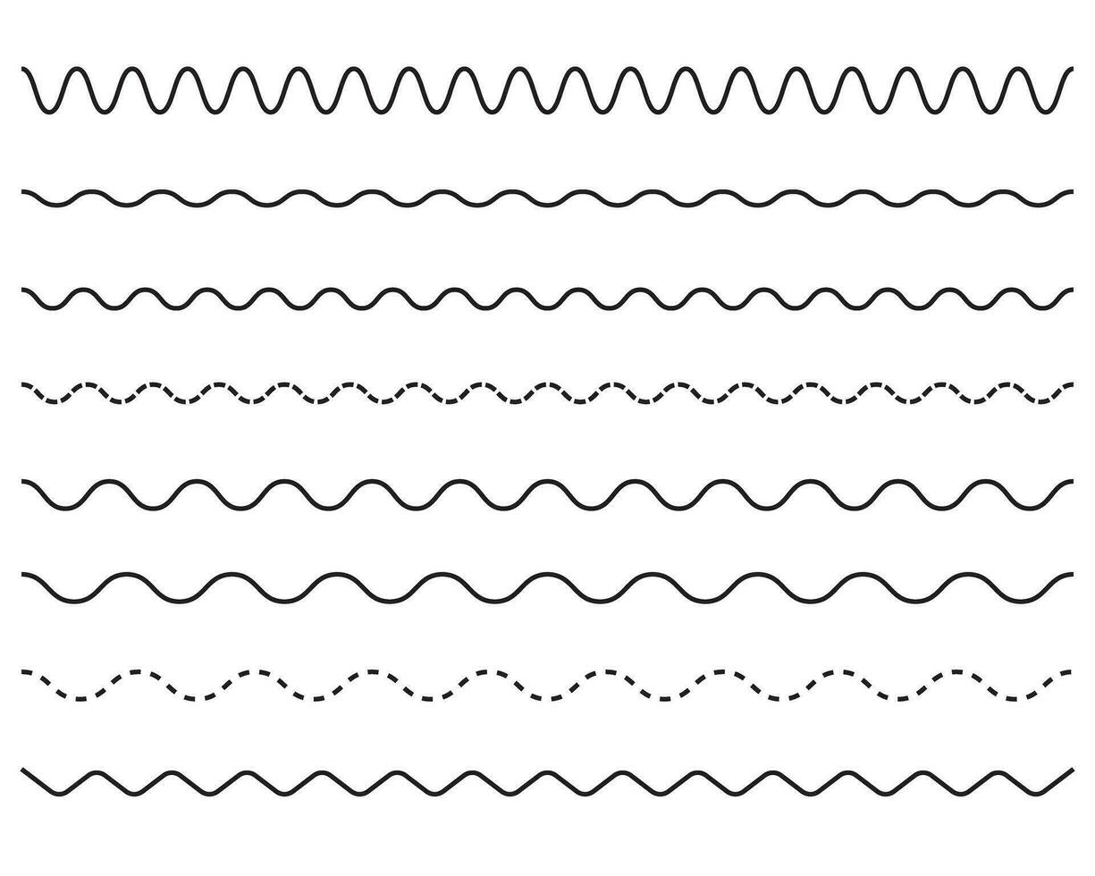Wave line set. Zigzag. vector