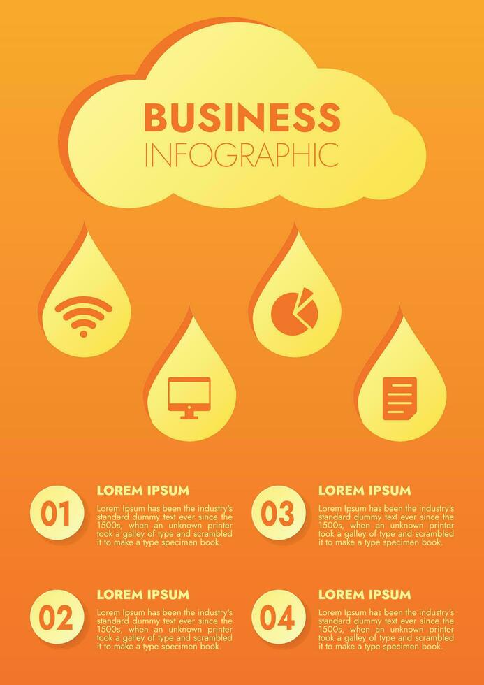 Infographic template for presentations and features data visualization includes a process chart with diagrams, steps, options. The concept for marketing through illustrations for drive to success. vector