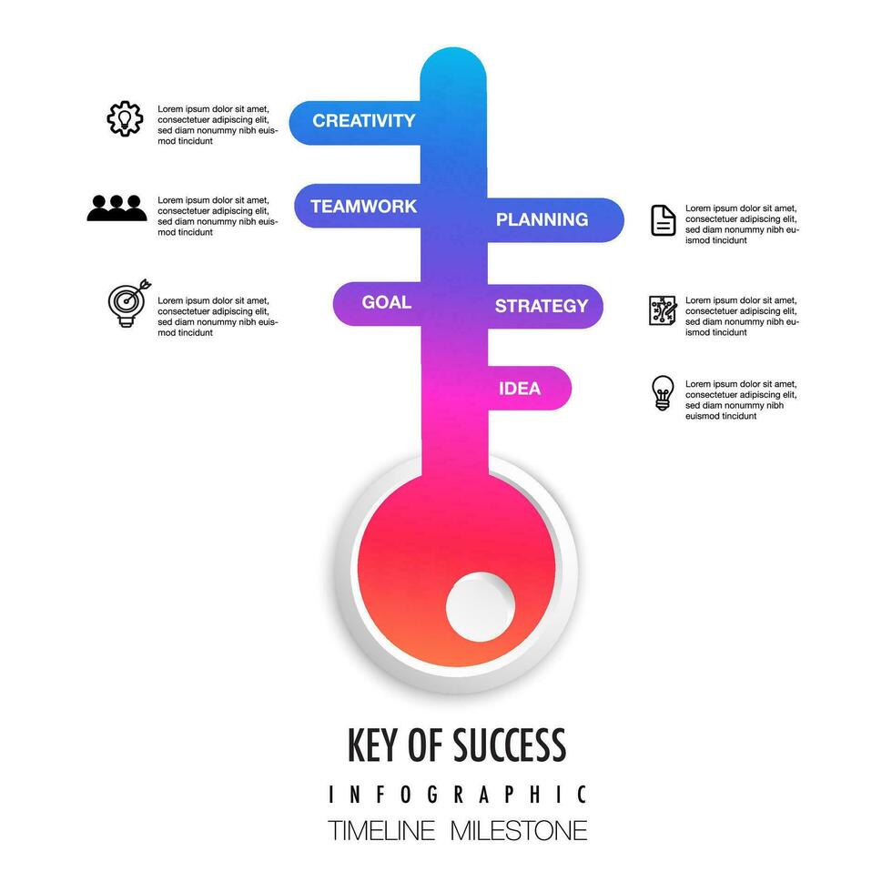 llave de éxito infografía modelo vector