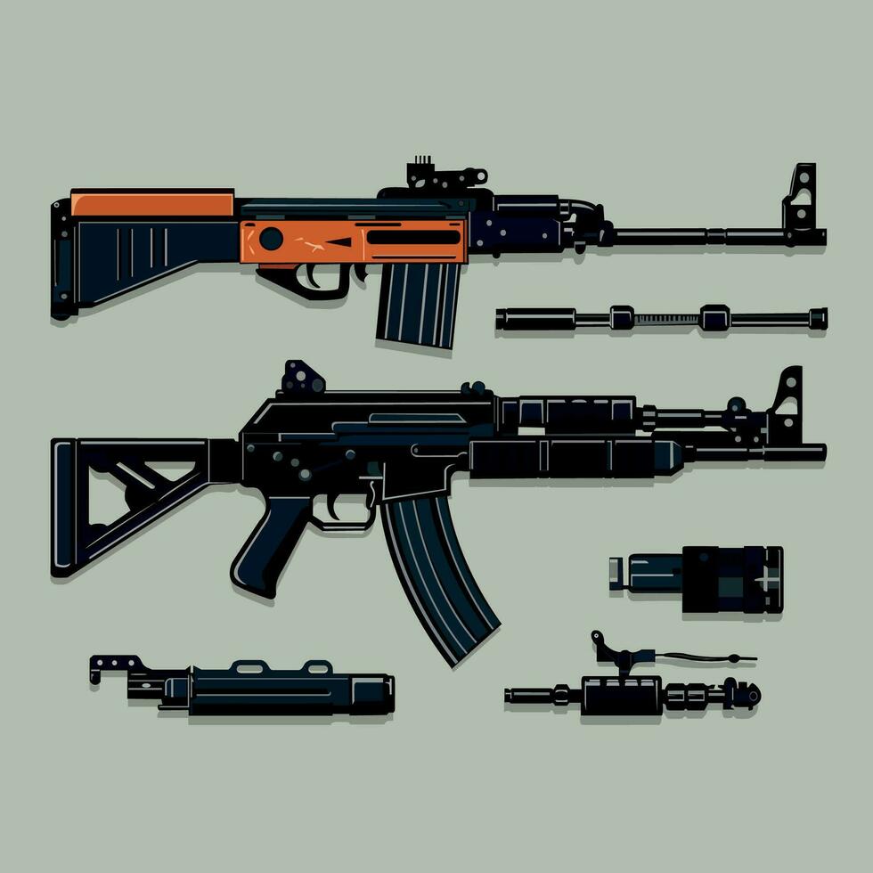 rifle conjunto vector ilustración