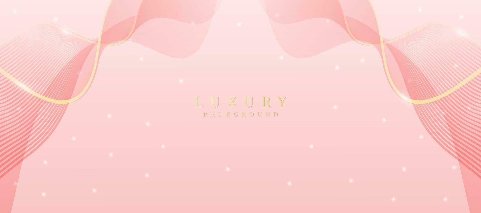 Luxury background, abstract curves, pink and gold colors for business banner, modern jewelry ad. vector