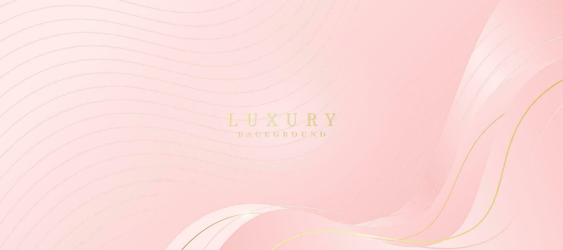 Luxury background, abstract curves, pink and gold colors for business banner, modern jewelry ad. vector