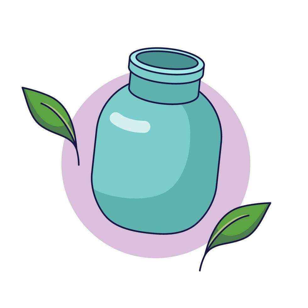 Reusable glass jar. Sustainable lifestyle, zero waste, ecological concept. Vector illustration in cartoon style. Recycling, waste management, ecology, sustainability.