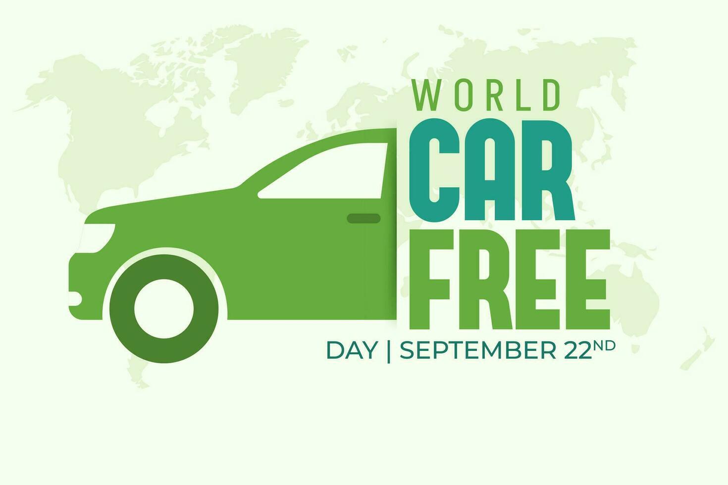 World Car Free Day September 22nd with car and text illustration vector