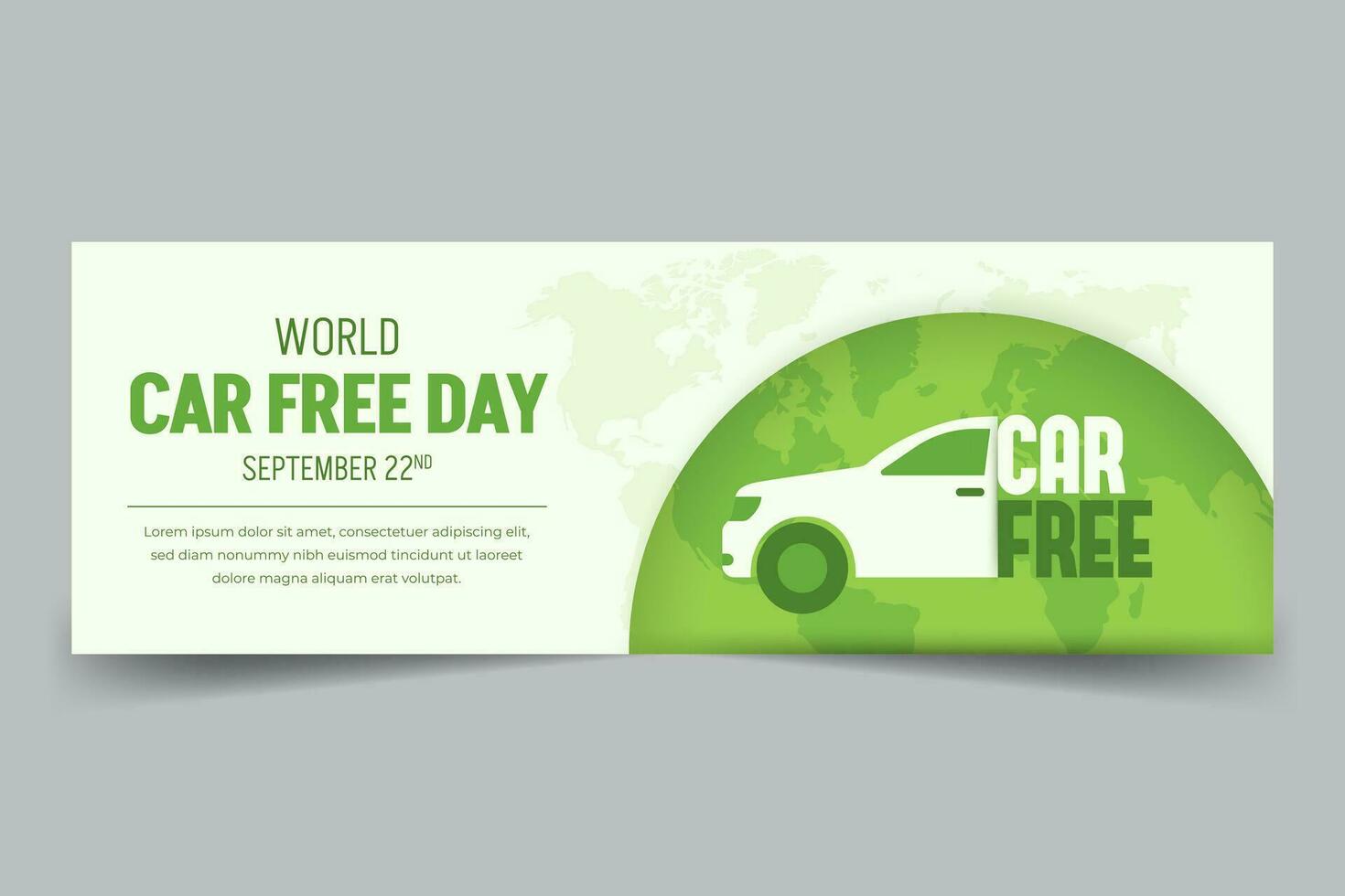 World Car Free Day September 22nd horizontal banner with car text and globe illustration vector