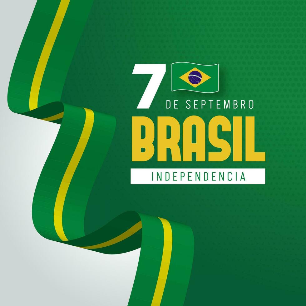 Brazil Independence Day September 7th with flag and ribbon illustration vector