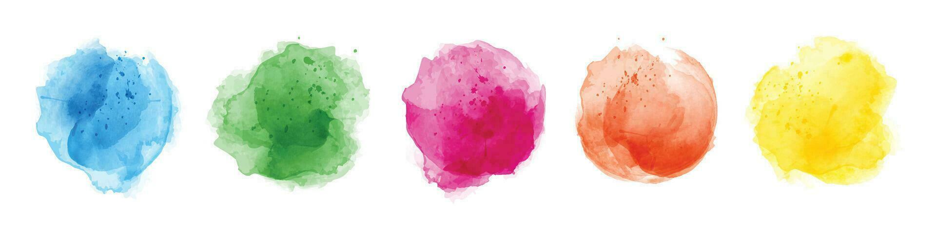 Set of watercolor circles multicolored vector