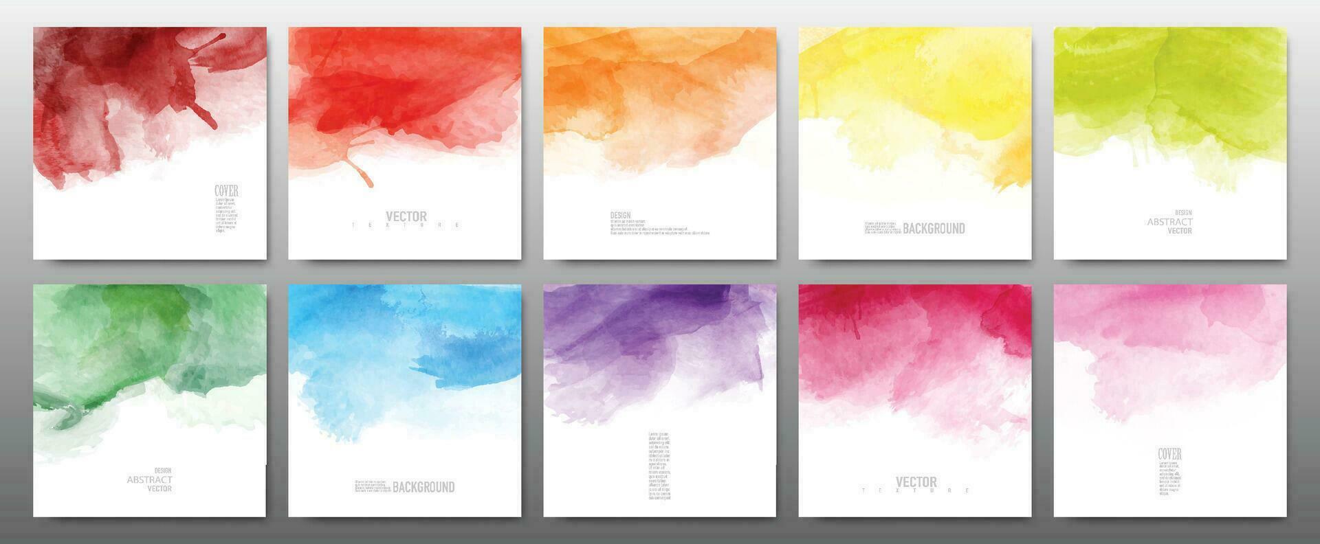 Set of bright colors watercolor vector