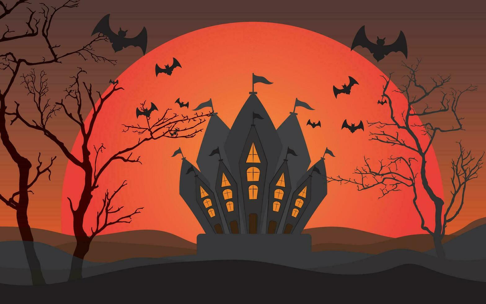 Halloween night background with dark pumpkins vector