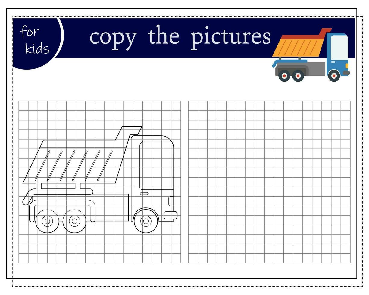 Copy a picture, an educational game for children, a cartoon car, a cabriolet. Vector illustration on a white background