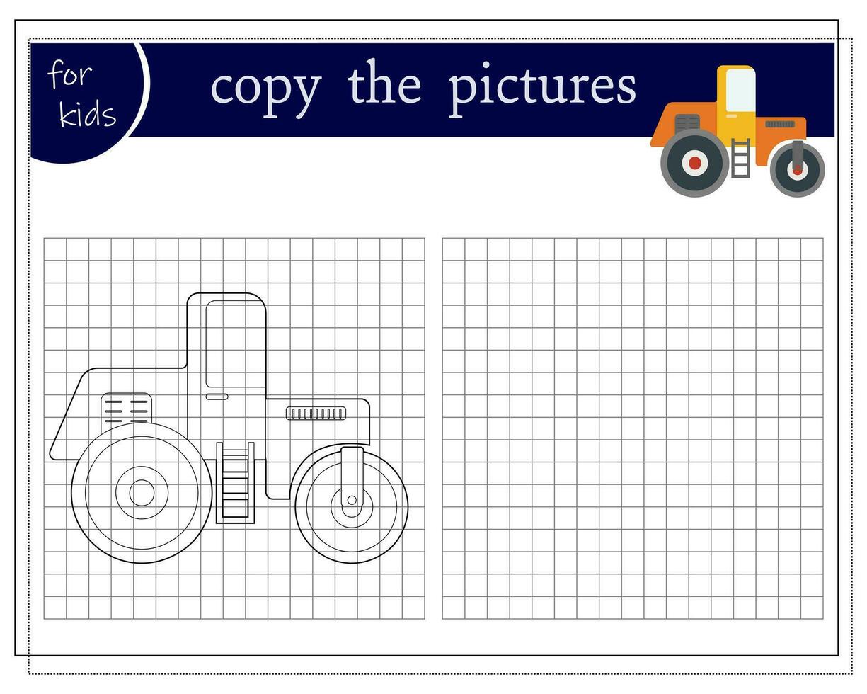 Copy a picture, an educational game for children, a cartoon car, a cabriolet. Vector illustration on a white background