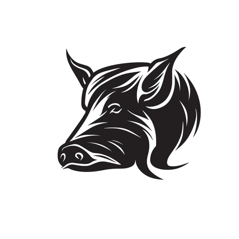 Pig head silhouette vector illustration. Farm animal or butcher shop graphics isolated on white background.