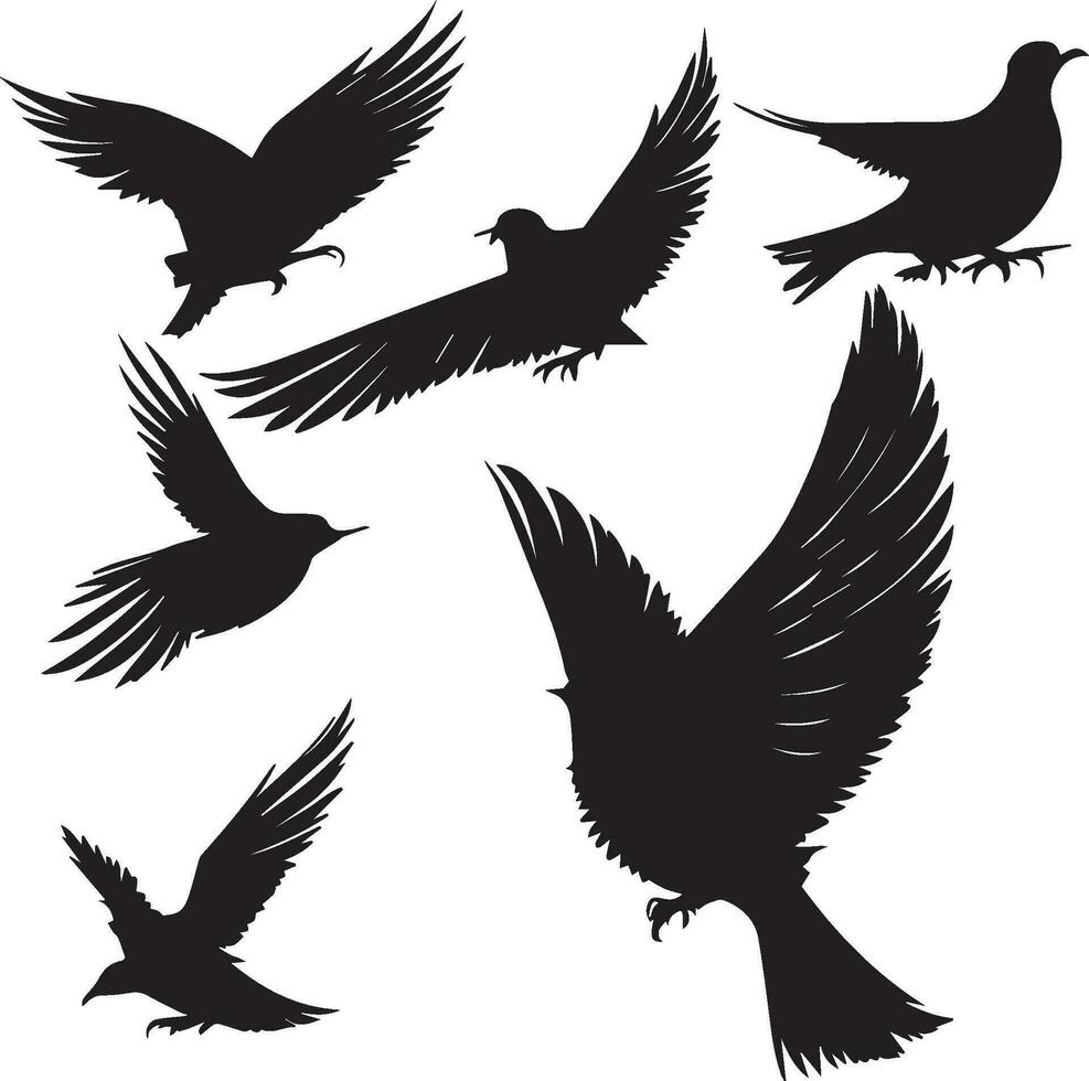 Dove silhouette set in white background vector