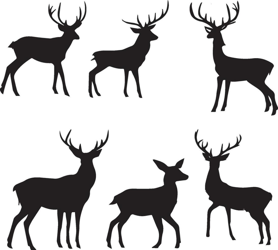 Deer silhouette set in white background vector