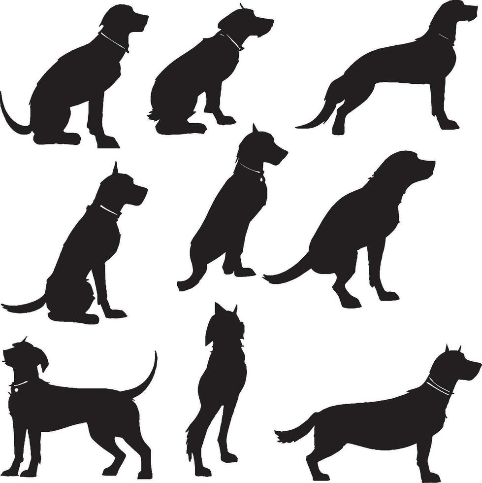 Flat dog silhouette set in white background vector