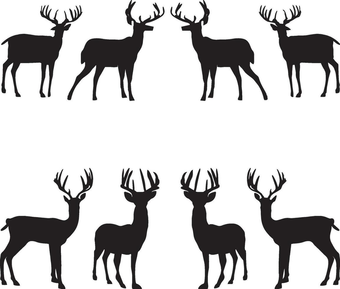 Deer Collection of silhouettes in white background vector
