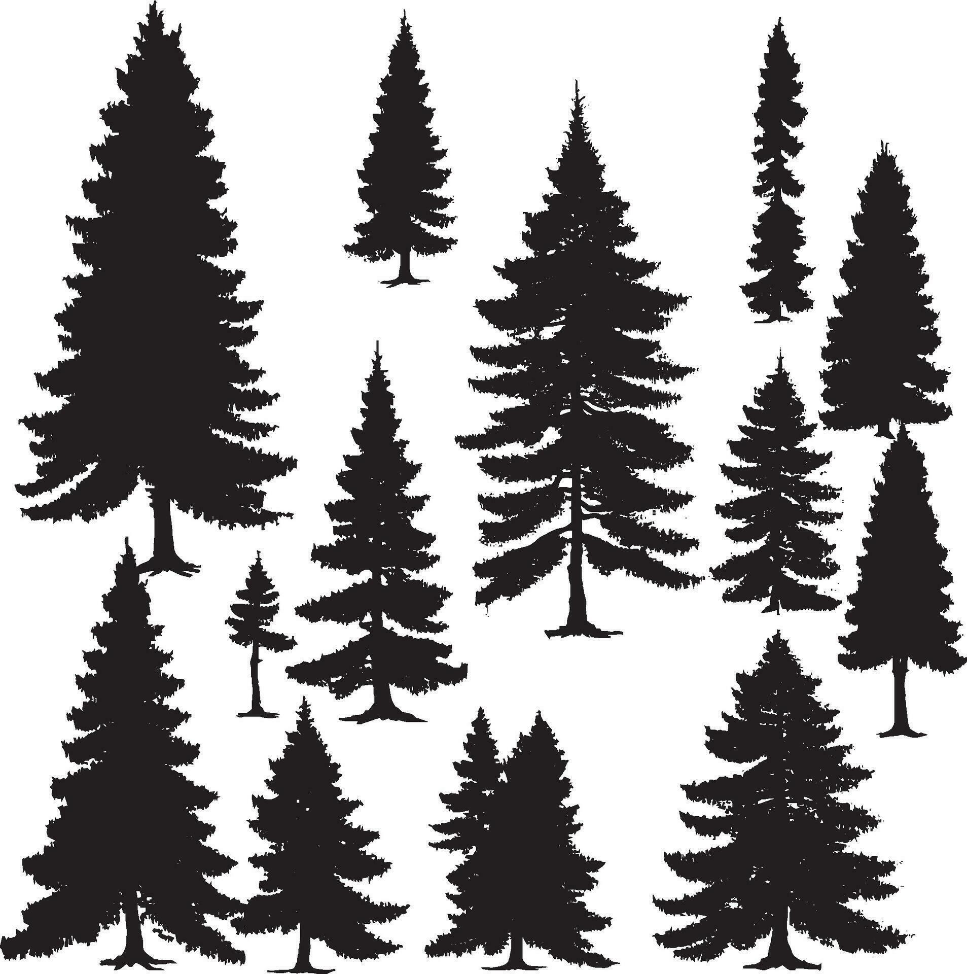 Pine tree silhouette set in white background 26288453 Vector Art at ...