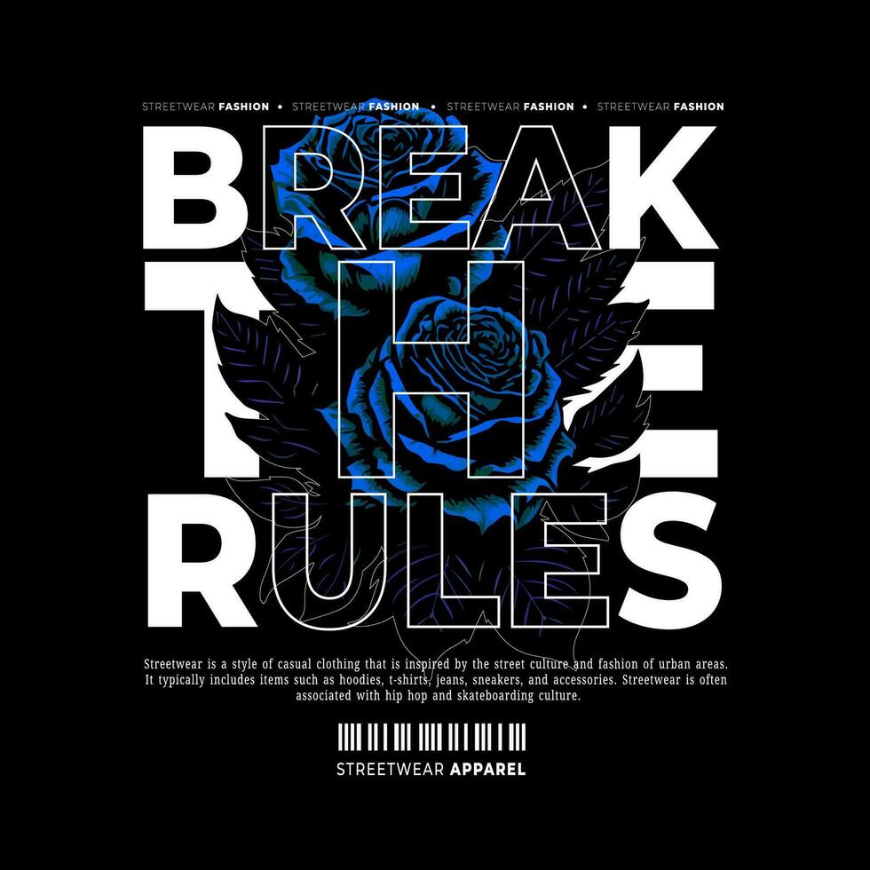 Streetwear Graphic Design Motif, Y2K Urban Fashion, Text Slogan, Shirt Pattern Texture, Rose Flower Illustration. For T-shirt Screen Printing Designs, Stickers or Jackets and More. vector
