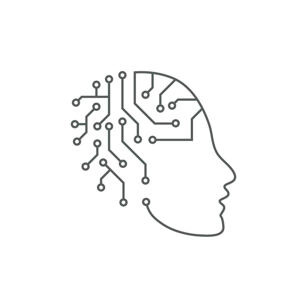 inteligencia artificial. Esquema de cabeza humana geométrica abstracta con placa de circuito. Fondo de concepto de tecnología e ingeniería. ilustración vectorial vector