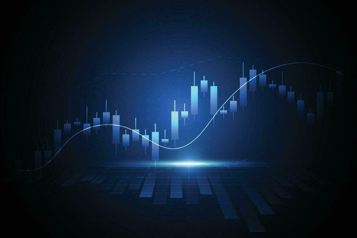 Gráfico del gráfico del palo de la vela del negocio del comercio de inversiones del mercado de valores en el diseño del fondo blanco punto alcista, tendencia del gráfico. ilustración vectorial vector