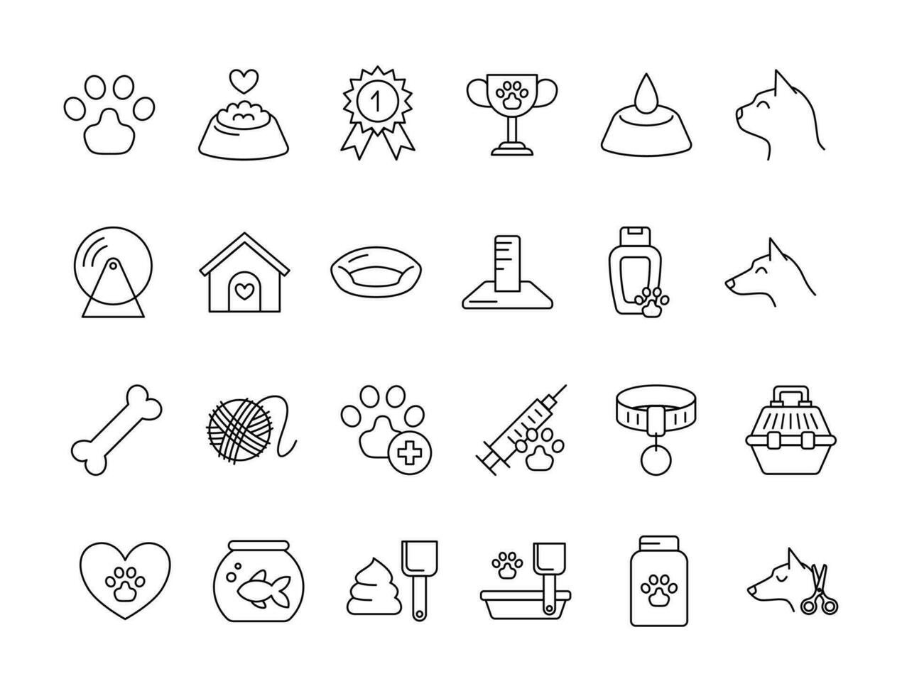 Pet Sign Black Thin Line Icon Set. Vector