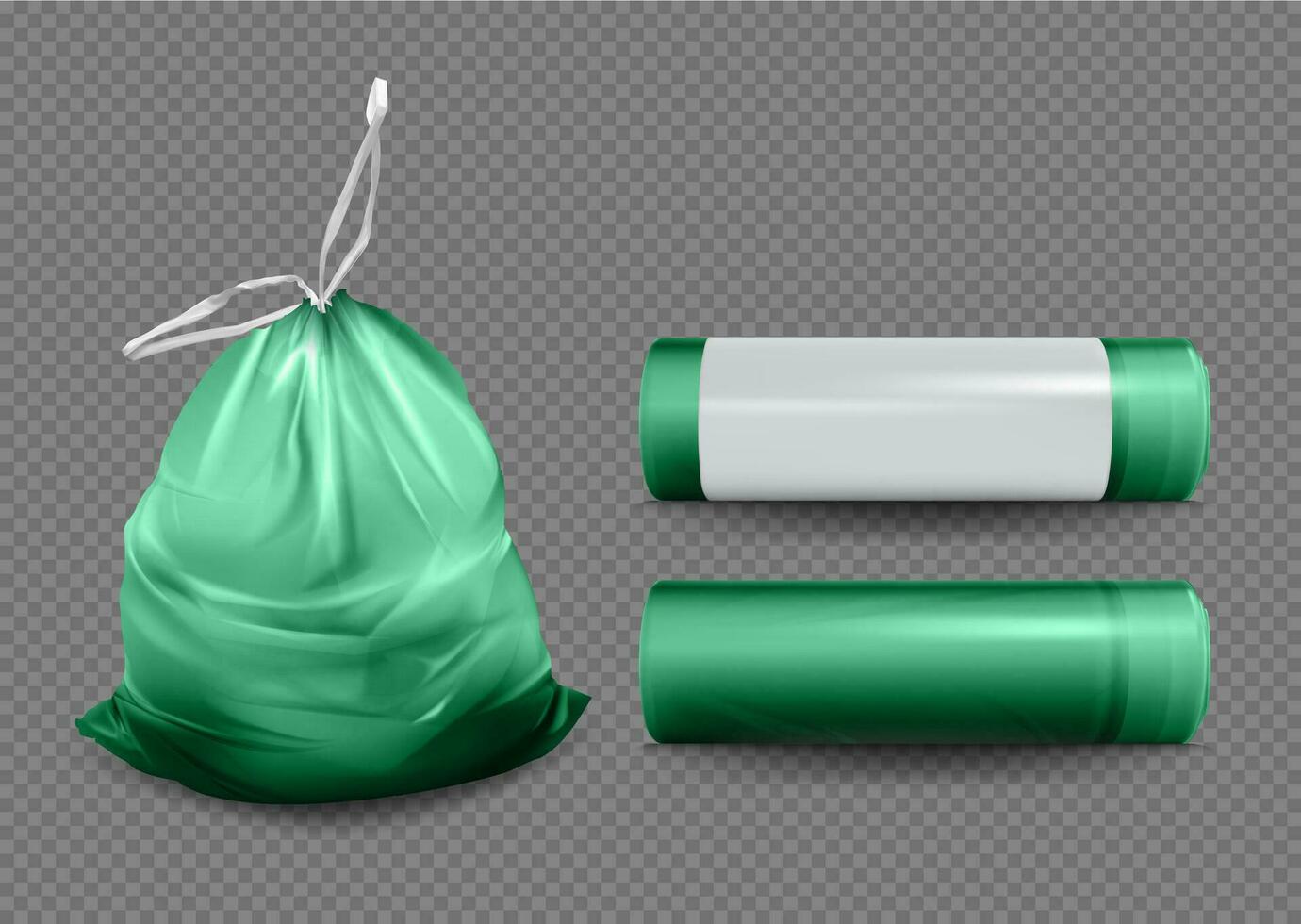 Realistic Detailed 3d Different Plastic Trash Bag Set. Vector