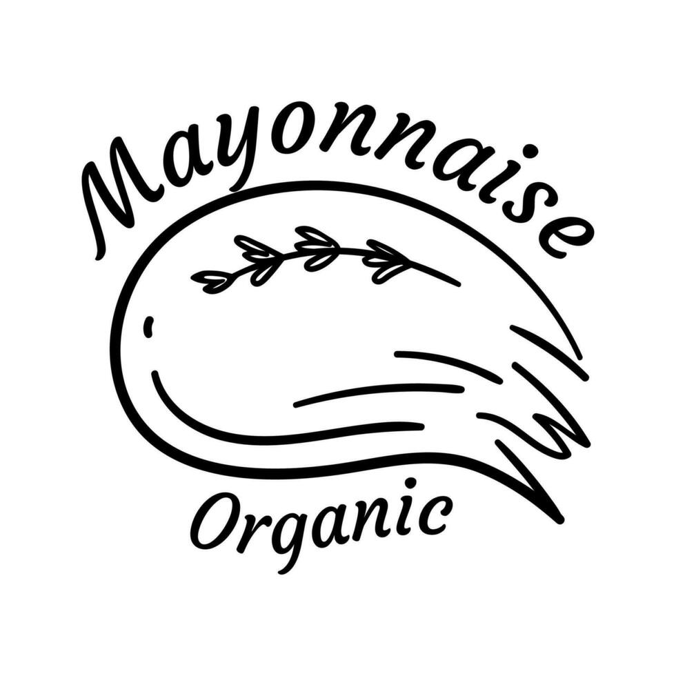 Mayonnaise Typography Sign Thin Line Badge Label. Vector