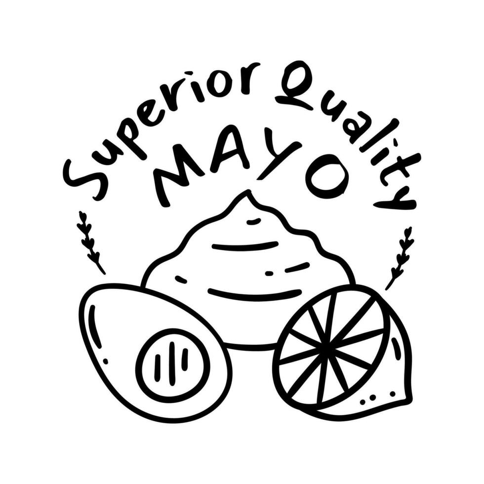Mayonnaise Typography Sign Thin Line Badge Label. Vector