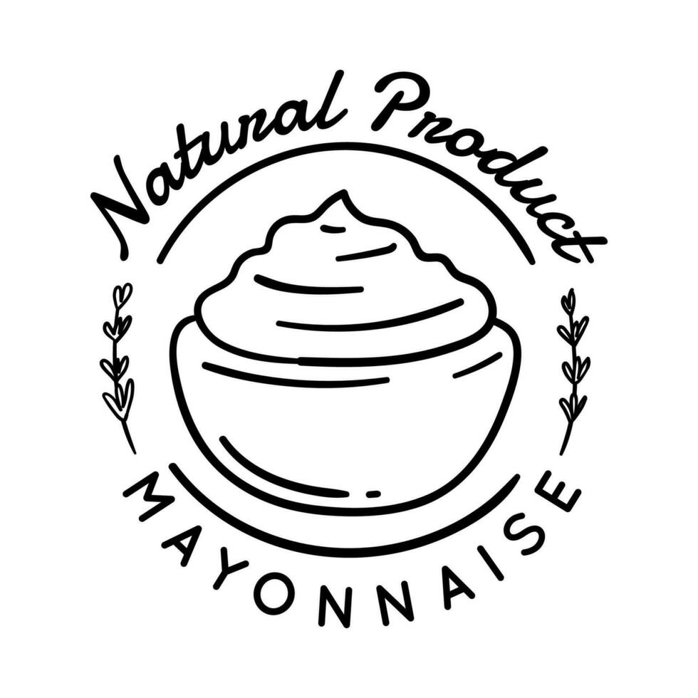 Mayonnaise Typography Sign Thin Line Badge Label. Vector