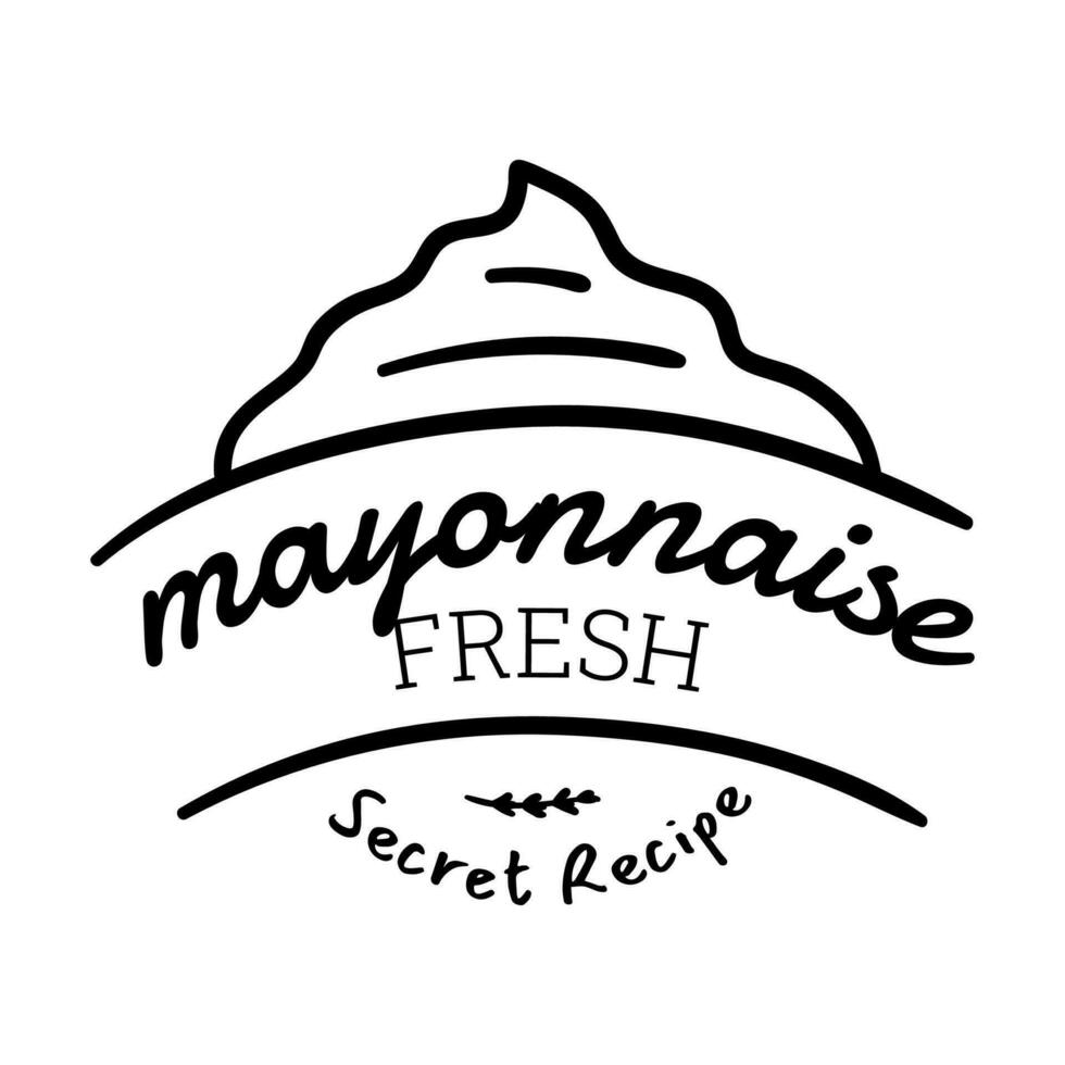Mayonnaise Typography Sign Thin Line Badge Label. Vector