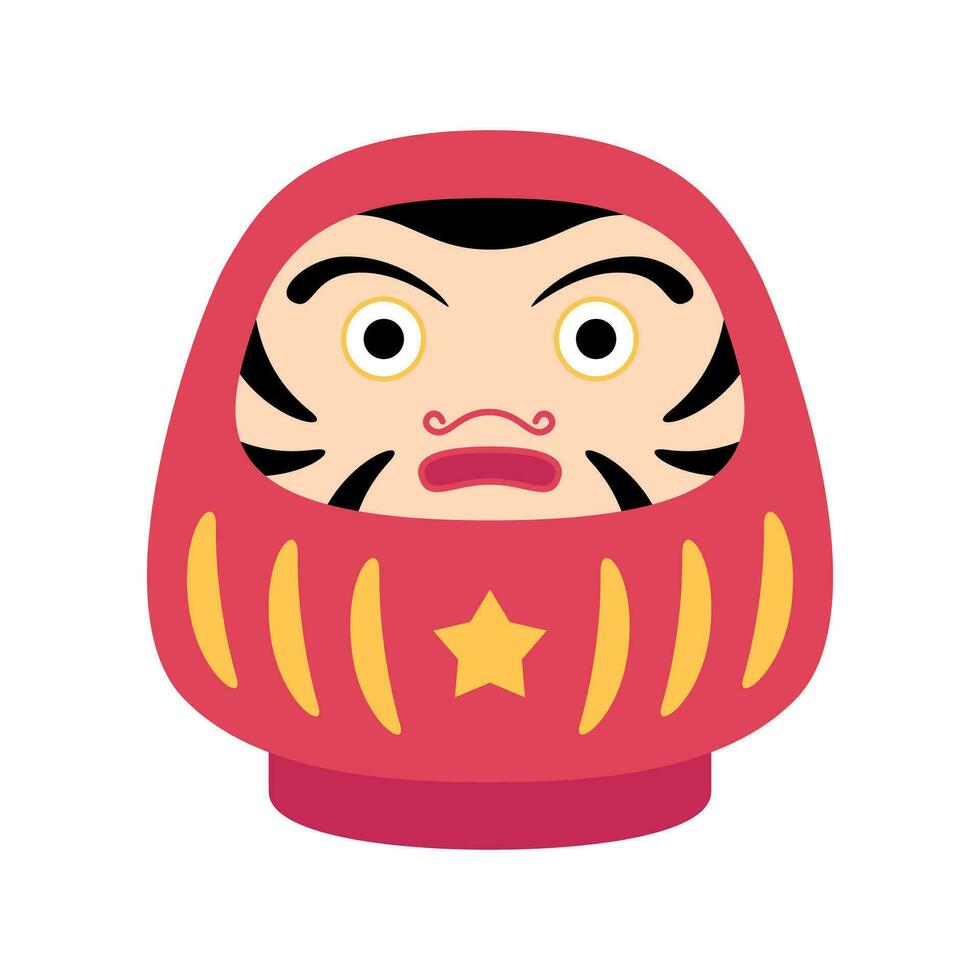 Cartoon Color Character Daruma Emoticon Icon. Vector