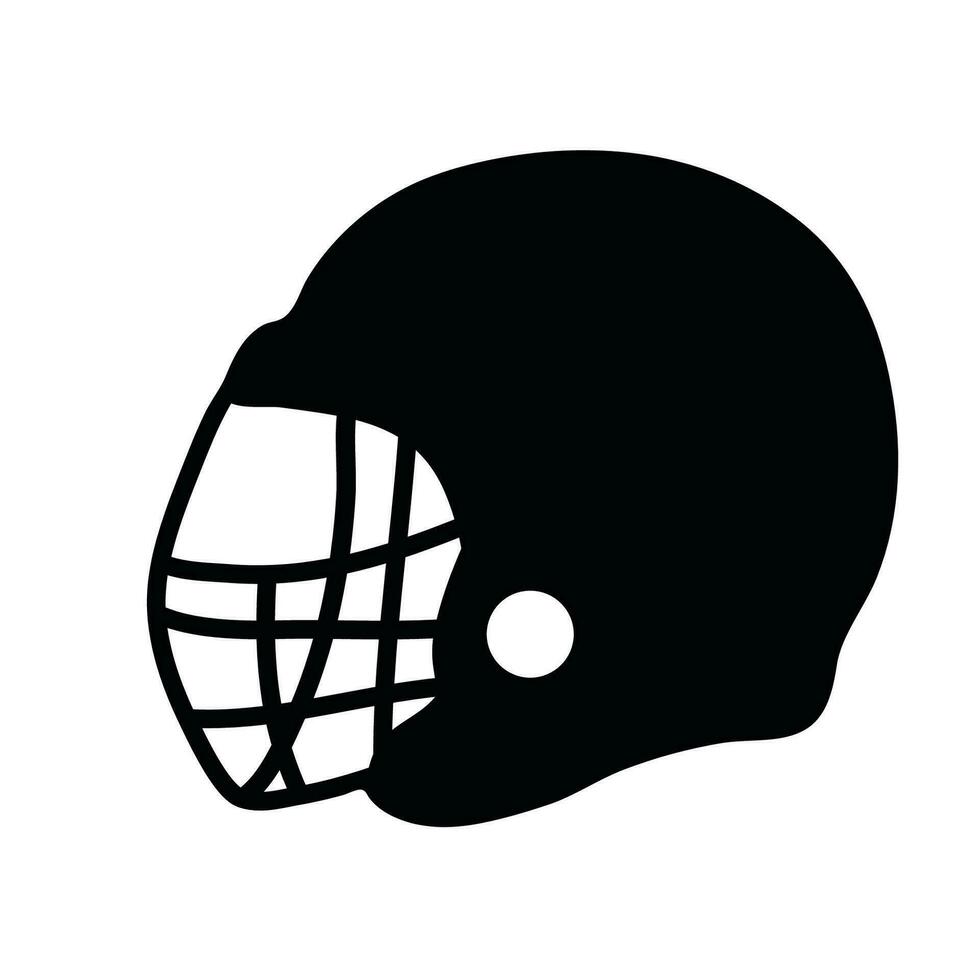 Silhouette of American football helmet. Simple vector sport illustration isolated on white background. Black icon