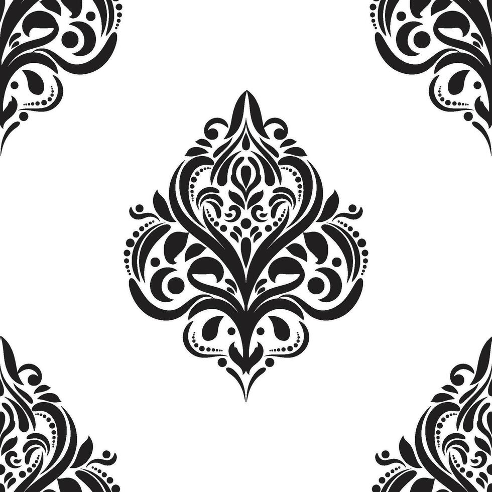 Damask floral motif tile pattern. Luxury tile isolated element. vector