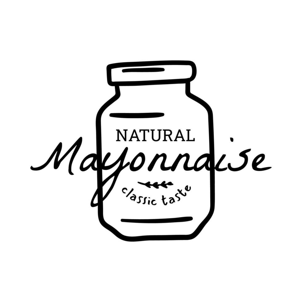 Mayonnaise Typography Sign Thin Line Badge Label. Vector