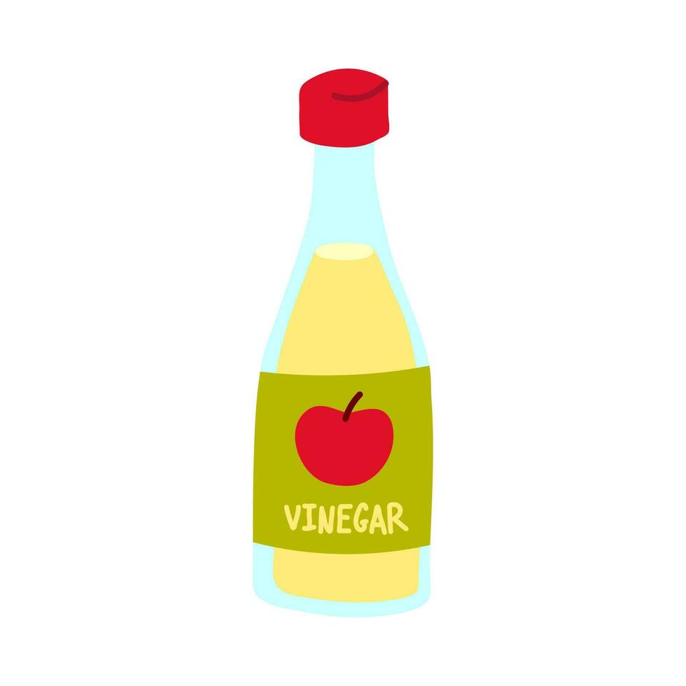 Cartoon Color Vinegar Glass Bottle. Vector