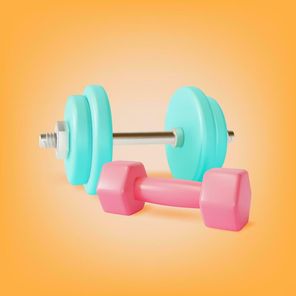 3d gimnasio equipo pesa conjunto dibujos animados estilo. vector