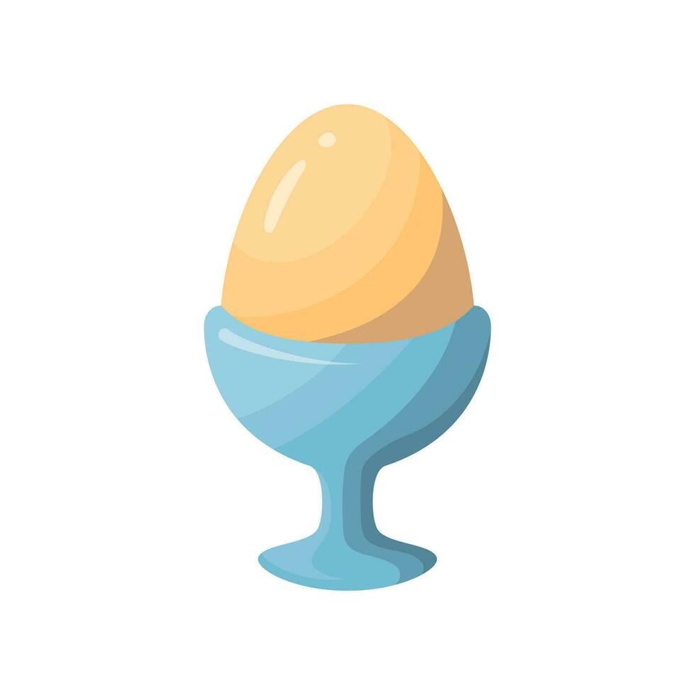 Cartoon Color Boiled Whole Chicken Egg. Vector