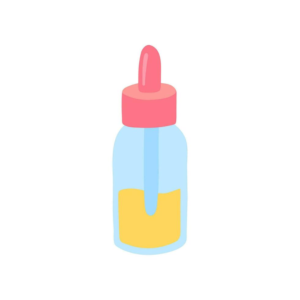 Cartoon Color Aromatherapy Concept Dropper Essential Oil Bottle. Vector