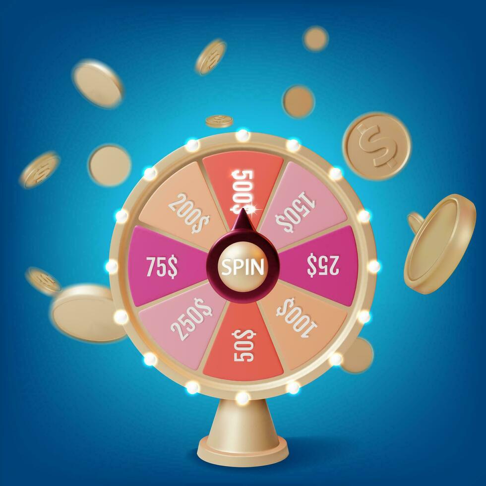 3d Fortune Spinning Wheel Plasticine Cartoon Style. Vector