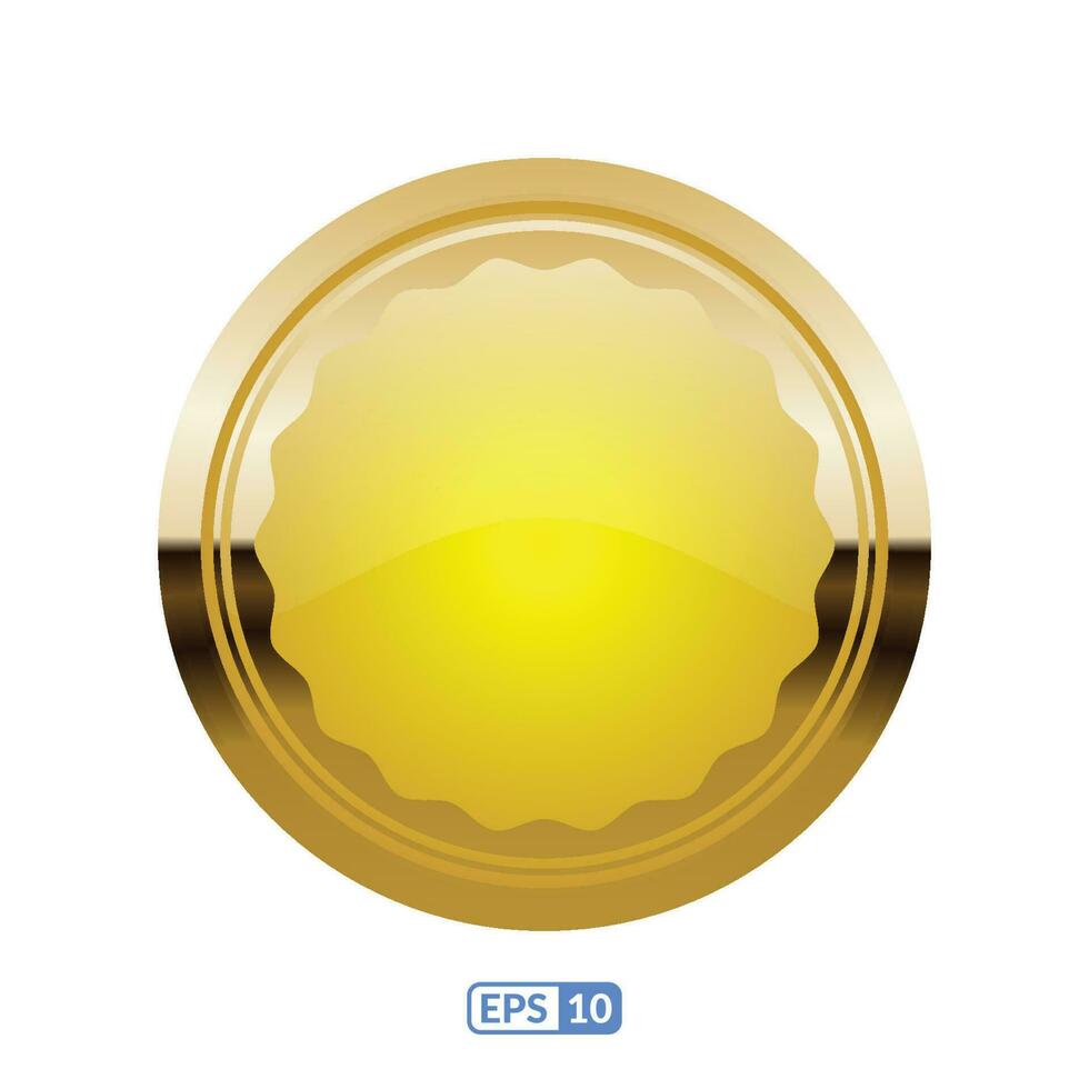 oro circulo lustroso botón. vector