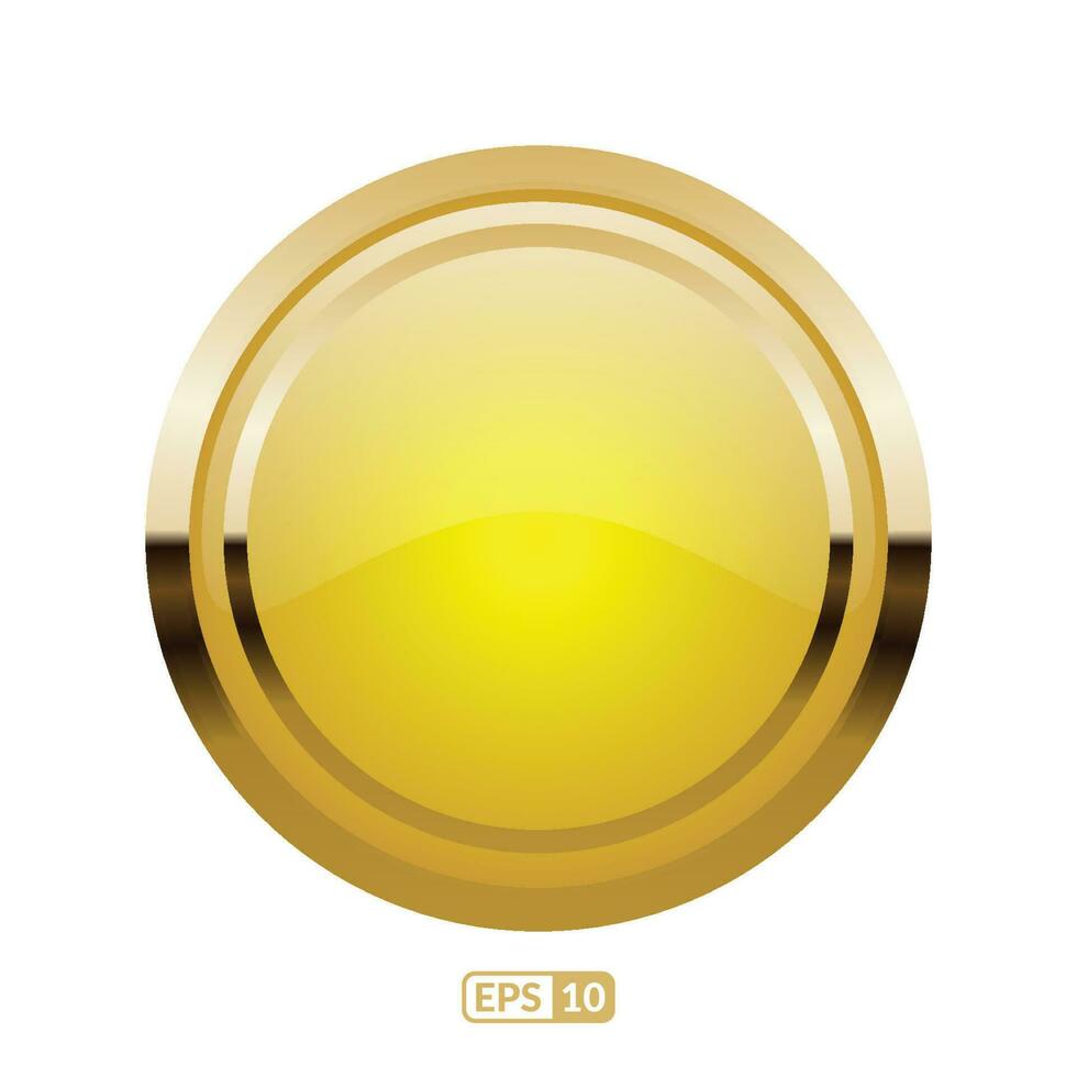 Golden circle button EPS10. Golden Badges and labels. vector