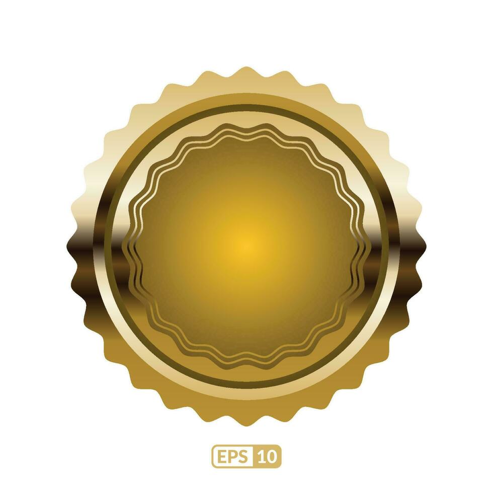 Gold seal vector illustration. Luxury yellow badge and label
