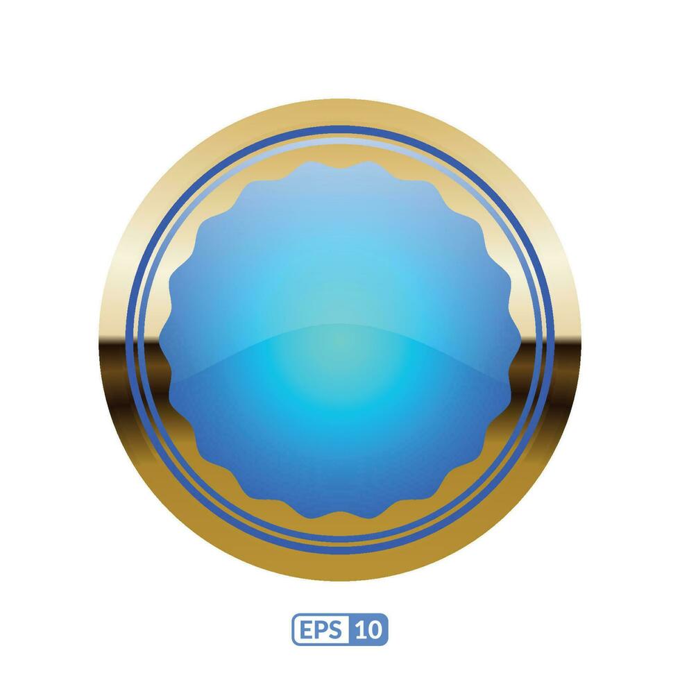 Royal blue circle glossy button. vector
