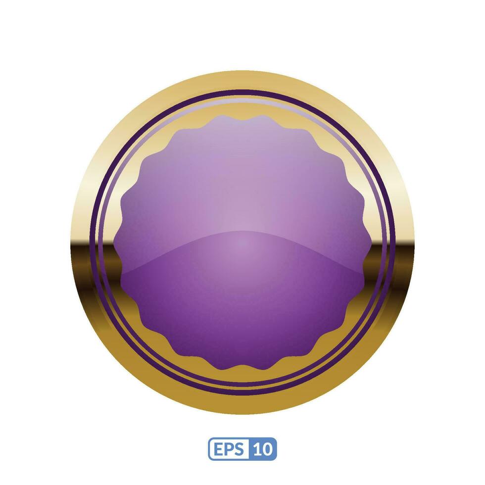 Purple circle glossy button. vector