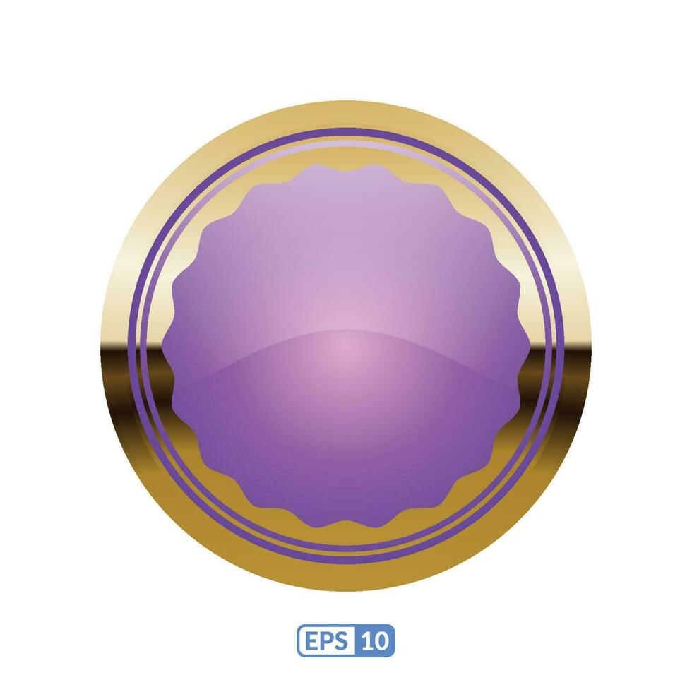 Violeta circulo lustroso botón. vector