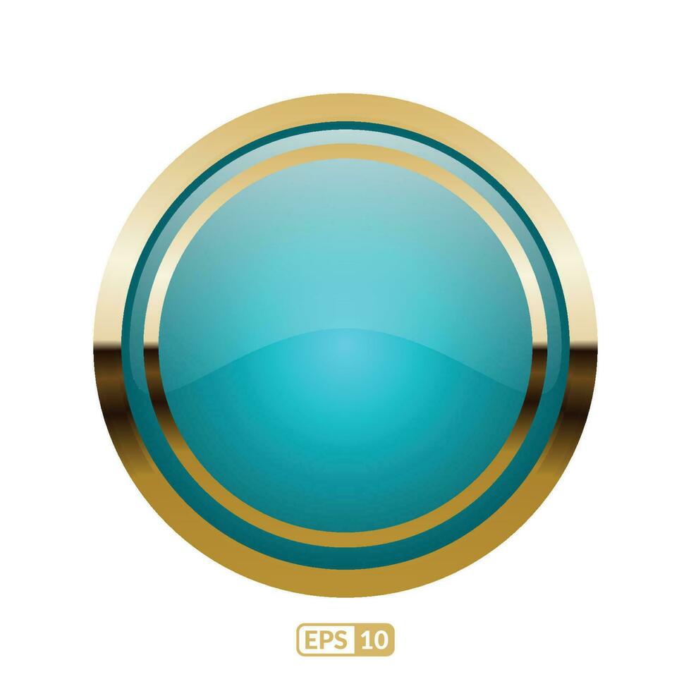 Sky blue luxury circle button. vector