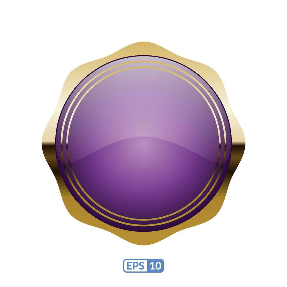 Zigzag circle purple glossy button. vector