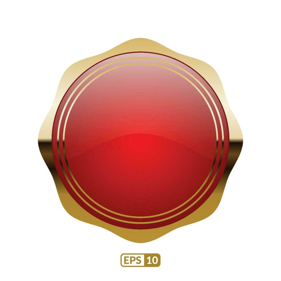 Zigzag circle red glossy button. vector
