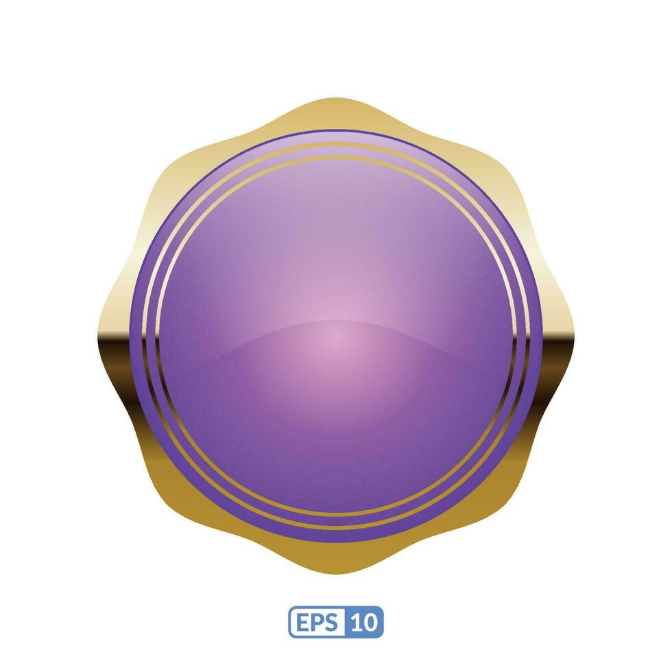 Zigzag circle violet glossy button. vector