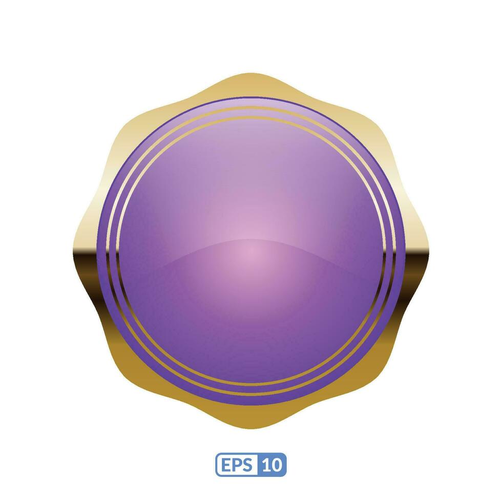 zigzag circulo Violeta lustroso botón. vector